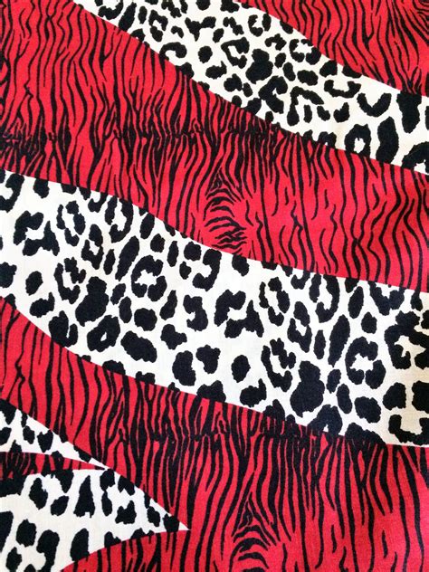 Animal Print 100 Cotton Fabric Leopard And Zebra Waves Red Teen
