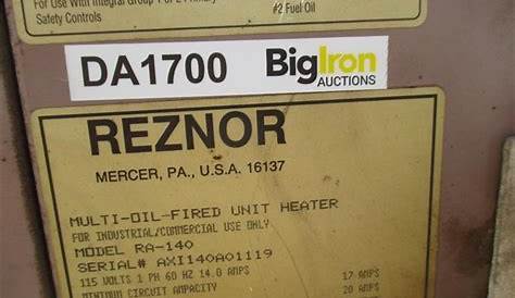 Reznor RA-140 Ceiling Mount Waste Oil Shop Heater BigIron Auctions