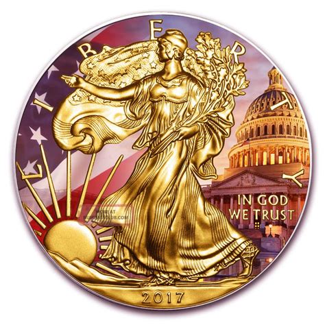 2017 American Silver Eagle 1 Oz Colorized And Gold Gilded Patriotic