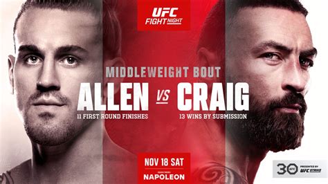 UFC Vegas 82 Allen Vs Craig Fight Card Date Start Time In India