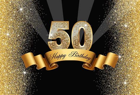 Vinyl Happy 50th Birthday Party Glitter Photography Studio Backdrop