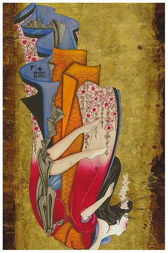 Falling Geisha By Susana Alonso Fine Art Print Japanese Woman Purple