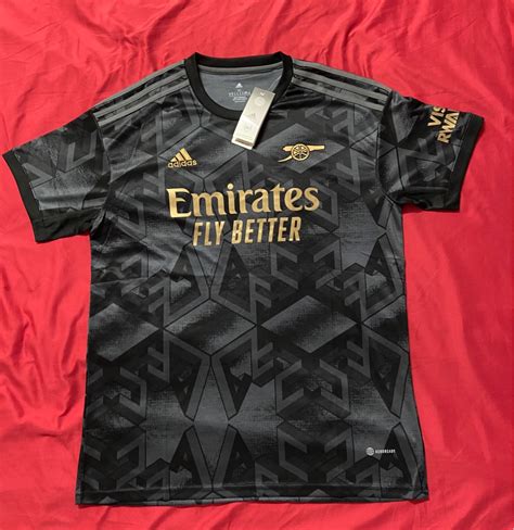 Adidas Arsenal 2223 Away Kit Black Gold Bronze Design Jersey Mens