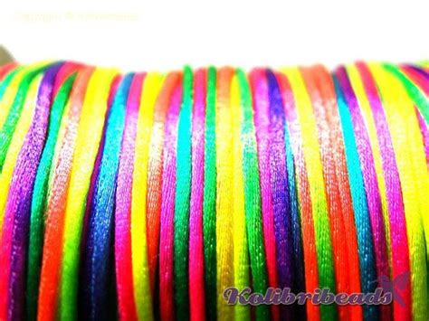 10m Nylon Cord 1mm Neon Rainbow Colours By Kolibribeadsupplies €150