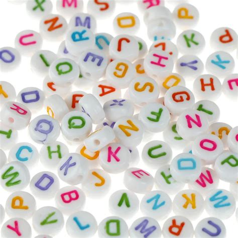 100pcsset Individual Single Alphabet Letter Flat Round Spacer Beads