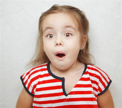 Shocked Little Girl With Open Mouth And Big Brown Eyes — Stock Photo