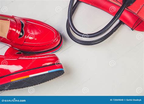 Red Shoes Stylish Patent Leather Shoes Stock Photo Image Of Trend