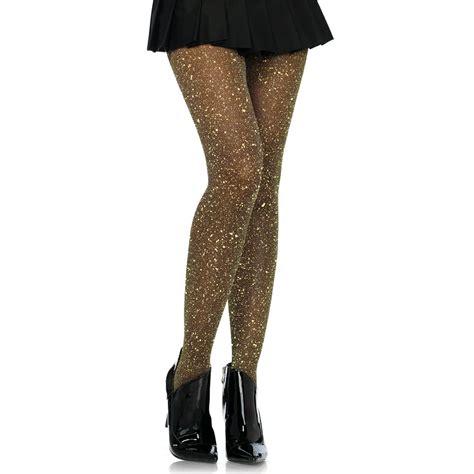 Womens Lurex Sparkly Shiny Glitter Footed Tights 3 Pairs Blackgold