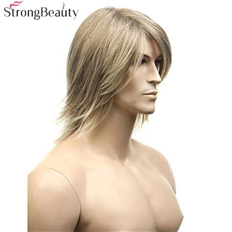 Strong Beauty Synthetic Hair Blonde Straight Wig For Men Cosplay