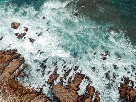 Rocks Sea Stones Foam Aerial View Hd Wallpaper Peakpx