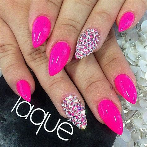 Laquenailbar Single Photo Instagrin Pink Stiletto Nails Pink