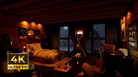 Find Relaxing Deep Sleep In A Cozy Winter Cabin Blizzard Crackling