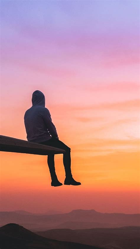 1080x1920 Man Photography Hd Sunset Hoodie Alone For Iphone 6 7