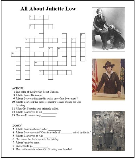 Decorate a coloring sheet or paper bag like juliette's uniform. Juliette Low Crossword Puzzle - MakingFriendsMakingFriends