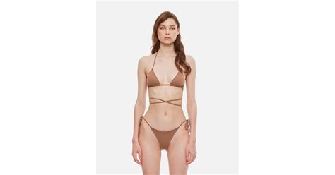 Reina Olga Synthetic The Miami Sustainable Lycra Bikini Set In Beige