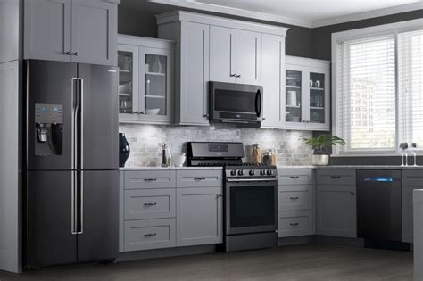 Comes with gray granite countertop and subway backsplash tile. The Future of Stainless Steel Appliances Looks Dark ...