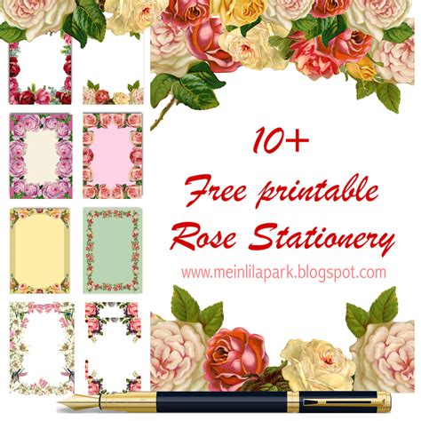 10 Free Printable Rose Stationeries Ausdruckbares Briefpapier