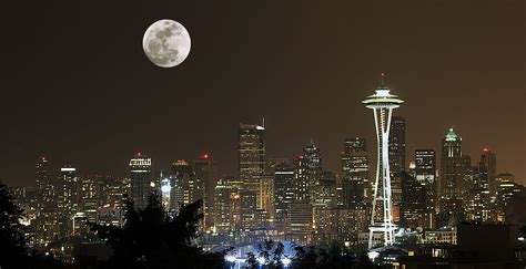 Seattle Skyline At Night View 4k Hd World 4k Wallpape