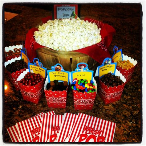 Popcorn Bar With Yummy Mix Ins Movie Night Birthday Party Sleepover