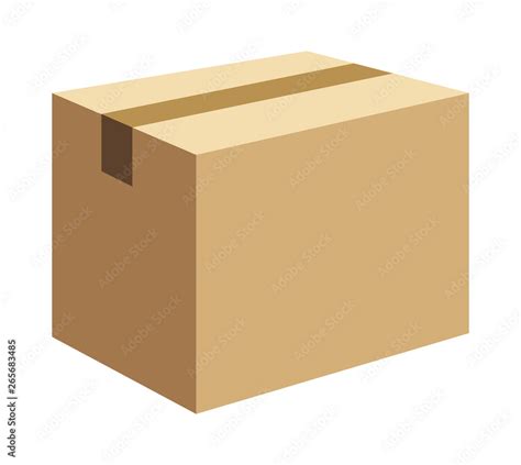 Cardboard Box Packaging Closed Vector Illustration Isolated On White