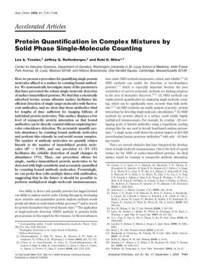 Protein Quantification In Complex Mixtures By Solid Phase Single