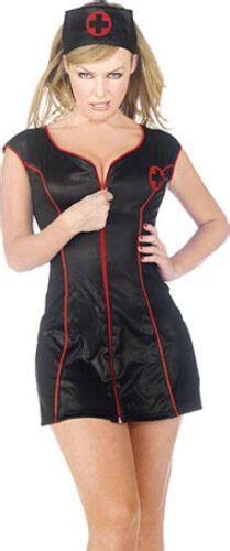Womens Ladies Sexy Adult Black Naughty Nurse Uniform Outfit Gothic Free Post Ebay