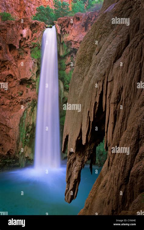 Mooney Falls In Havasu Canyon A Side Canyon To The Grand Canyon In