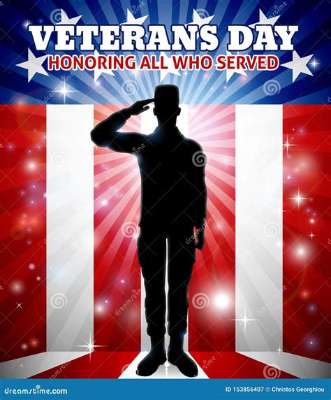 Saluting Soldier Patriotic Veterans Day Design Stock Vector
