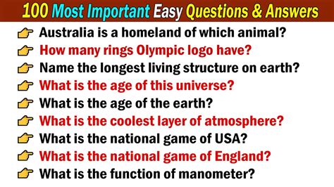 Most Important And Easy General Knowledge Questions Answers Trivia Questions Gk