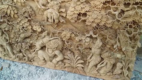 Hiasan Dinding Ukiran Jati 3 Dimensi Motif Ramayana Relief 3 Dimensi