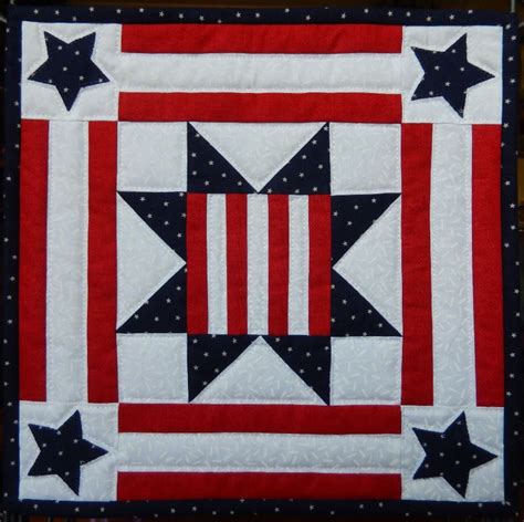 Patriotic Star Block Miniature Quilt Pdf Pattern Independence Day