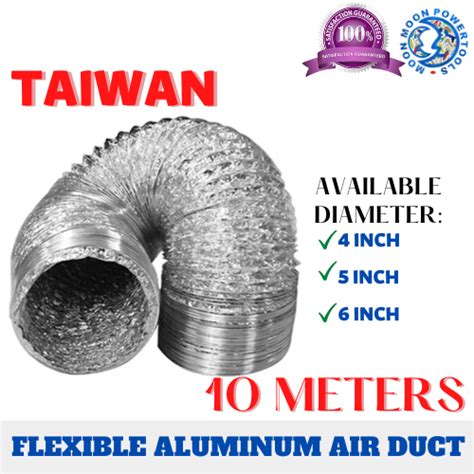 Tailee Flexible Aluminum Air Duct 4 5 And 6 Inches By 10 Meters Foil