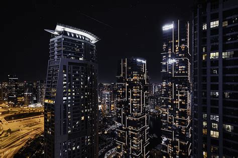 High Rise Buildings During Night Time Hd Wallpaper Peakpx