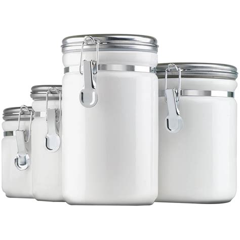 Anchor Hocking 4 Piece Ceramic Clamp Top Canister Set White Walmart