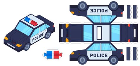 Police Car Paper Cut Toy Kids Crafts Create Toys With Scissors And Glue
