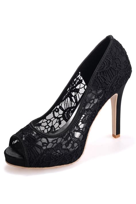 Une large sélection de rubans. Escarpin de mariage bout ouvert en dentelle guipure ivoire ...