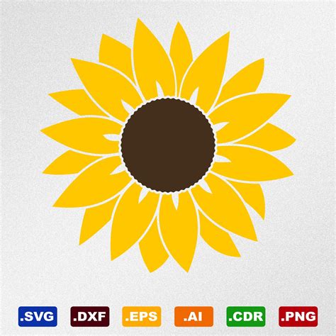 Sunflower Svg File Sunflower Dxf Svg File Silhouette Cut Etsy Images