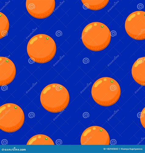 Seamless Pattern With Orange Fruits Flat Style Stock Vector