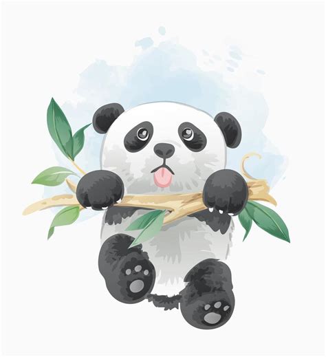 Panda Hanging On Tree Branch 1128237 Vector Art At Vecteezy