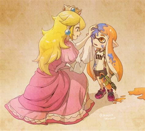 Inkling Player Character Inkling Girl And Princess Peach Mario And