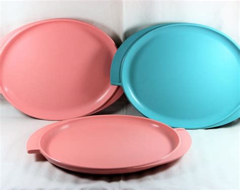 Vintage Boontonware Melmac Oval Platters Set Of Pink And Blue Etsy