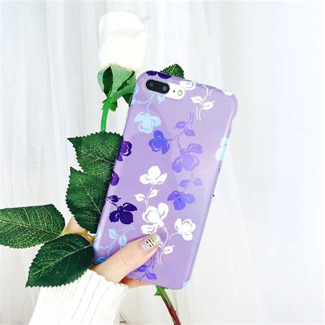 Bykrsen Purple Flower Mobile Phone Case For Iphone Apple X 6 6s 7 8