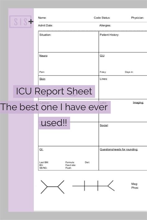 Nurse Report Sheet Labs Icu Report Sheet Nursing Care Critical Brain