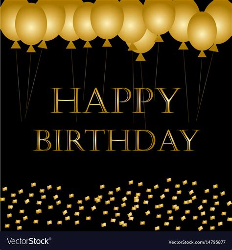 Happy Birthday On Black Gold Balloon Sparkles Vector Image