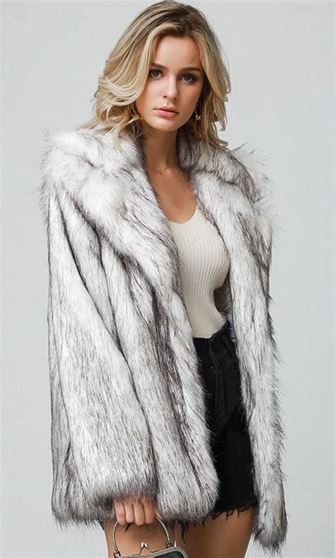 winter magic black white faux fur long sleeve v neck coat outerwear sold out spring outfits
