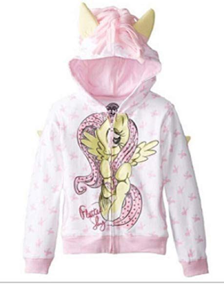 Girls My Little Pony Characters Zipper Up Hooded Hoodiewhite 1t