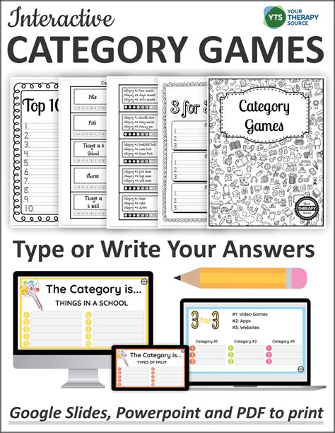 Category Games For Kids Interactive And Print Versions Your Therapy