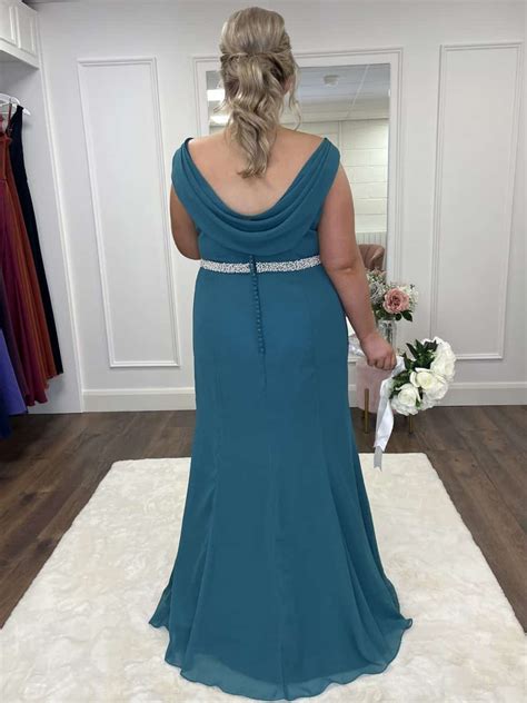 Nova Bridesmaid Dress With Embellished Shoulder And Waist In Light Teal Pure Boutique