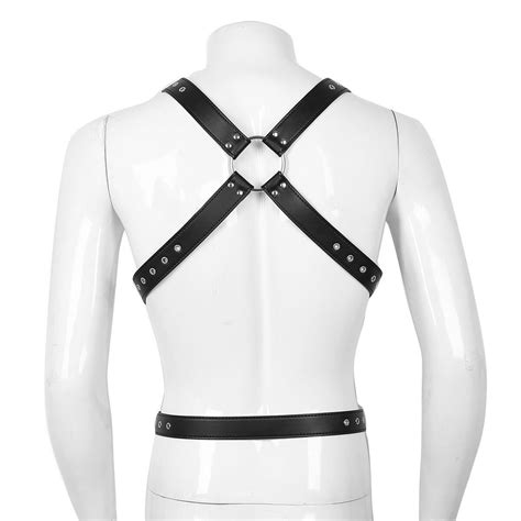sexy mens pu leather strap full body chest harness belts costumes halloween ebay