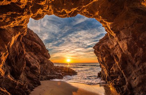 Epic High Resolution Malibu Landscape Seascape Sunset Malibu Sea Cave